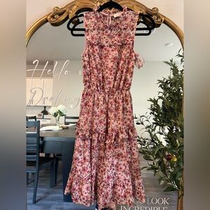 Monteau Pink Floral Midi Dress